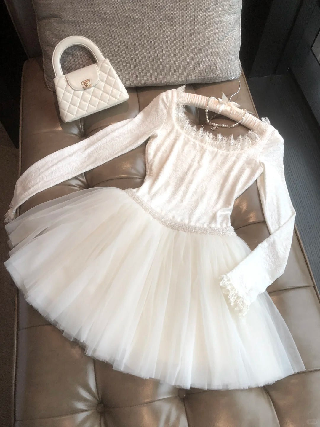 Girlhomeshops - Robe de princesse courte blanche en mousseline de soie, robe de soirée d'anniversaire, robe de huitième année, jupe de ballet petite princesse française gh5296