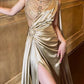 girlhomeshops-Hochgeschlitztes, vergoldetes One-Shoulder-Kleid, glänzende Perlen entfesseln sexy Charme gh5897