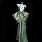 Green Elegant Exquisite Beaded Sequined Long Satin Mermaid Cheongsam Ball Gown Evening Gown Wedding Gown Party Dress gh4132