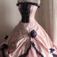 girlhomeshops - Ärmelloses Puffkleid in Rosa und Blau mit kontrastierender Spitze, bodenlanges Abendkleid aus Satin im Retro-Stil, gh5830
