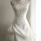 Elfenbeinweißes, exquisites, mit Perlen verziertes, modisches, kurzes, unregelmäßig plissiertes Prinzessinnenkleid, Hochzeitskleid, Heimkehrkleid, Geburtstagspartykleid, Cocktailpartykleid, Abendkleid, Ballkleid, Abendkleid. gh3968