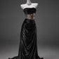 Black Elegant Fashionable Elegant Exquisite Golden Floral Texture Long Satin Floor-length Prom Dress Evening Dress Princess Graduation Dress Adult Ceremony Dress gh3846