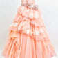 Girlhomeshops-Blue/Pink Floral Fashion Gorgeous Elegant Long Tiered Tulle Ball Gown gh5323