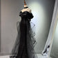 Girlhomeshops - Robe de soirée longue noire brillante et élégante en tulle pailleté, robe de bal, robe de remise de diplôme, gh5107