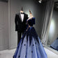 Girlhomeshops - Robe de soirée longue en tulle pailleté bleu brillant, robe de remise de diplôme, gh5110