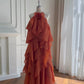 Purple romantic lace long suspender chiffon dress Holiday Dress gh6793