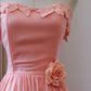 Blush Peach Strapless Vintage Homecoming Dress Petal Lace Neckline A-Line Tea Length Formal Party Gown with Pockets gh9451