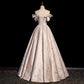 Girlhomeshops - Rosa, geblümtes, perlenbesetztes, langes, bodenlanges Ballkleid aus Satin mit Bindeband, gh5313