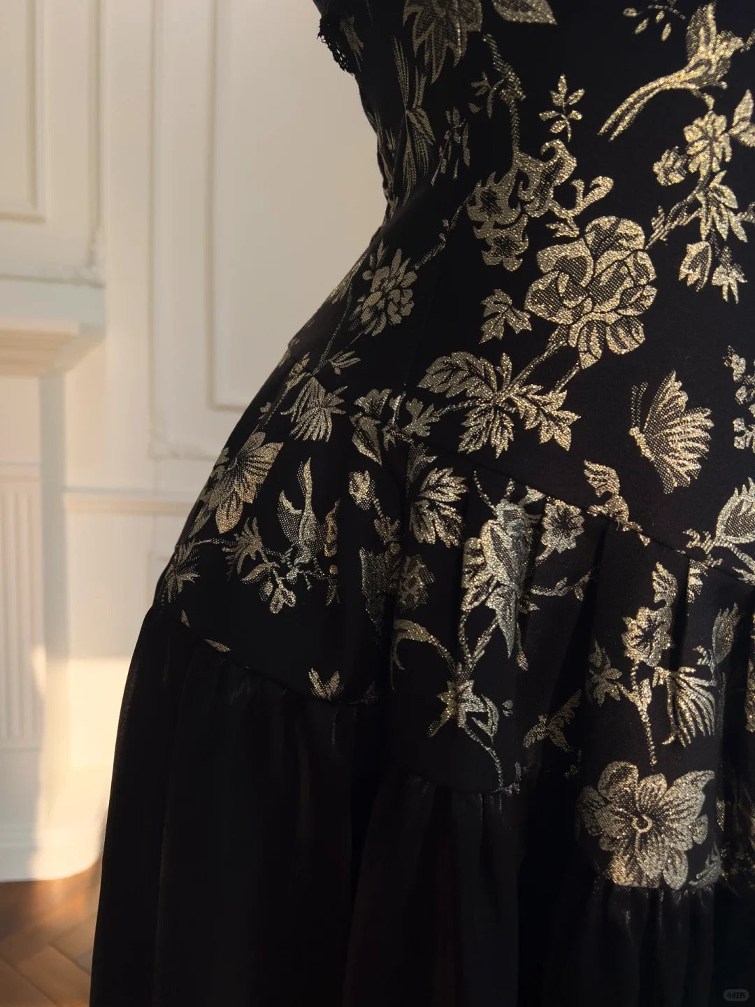 Schwarz/Weiß Vintage Langes Satin Ballkleid Geburtstagspartykleid Abendkleid gh4410
