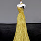 Girlhomeshops -Yellow floral long velvet prom dress evening dress party dress gh5117