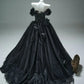Stunning Black Fashion Elegant Delicate Floral Appliqué Long Tulle Floor Length Ball Gown Evening Gown Graduation Gown Bar Mitzvah Gown Wedding Gown gh3842