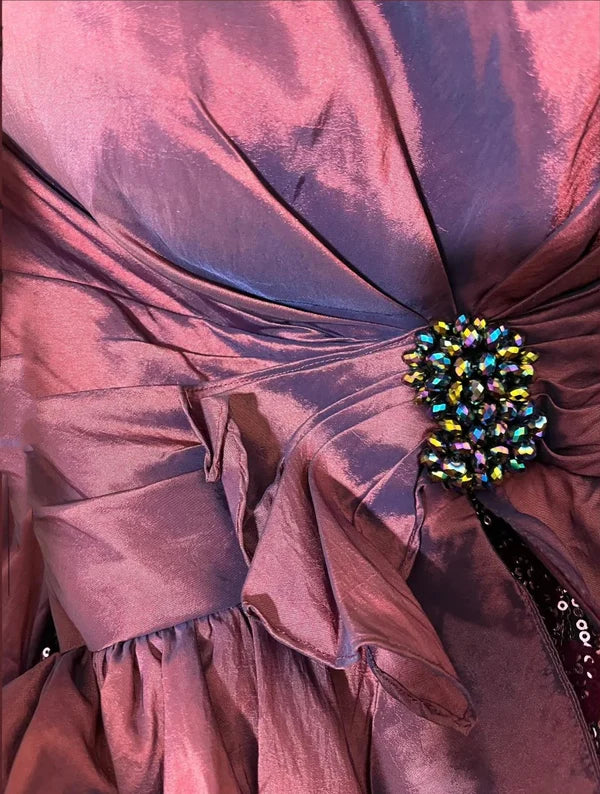 Lila Spitze Wunderschöne Meerjungfrau Langes Satin Ballkleid Abendkleid gh4440