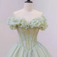 Green fairy gentle beaded long satin ball gown evening dress gh4359