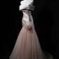 Light Champagne Pink Off Shoulder Waist-Cinched Fitted Elegant Evening Dress, Fairy Gown, Romantic Gown gh7466