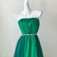 Green unique gradient fashion elegant long chiffon tulle floor-length ball gown evening gown ball gown gh4074