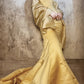 Yellow gorgeous exquisite beaded long satin ball gown evening dress party dress gh4499