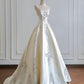 Girlhomeshops--White exquisite beaded long satin prom wedding dress gh5482