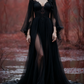 girlhomeshops-Langarm Tüll Bodenlang Schleppe Retro Elegant Ballkleid Abendkleid gh5943