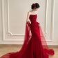 Burgunderrot, elegant, schlicht, lang, Satin, bodenlang, Ballkleid, Abendkleid, Ballkleid, gh4361