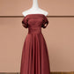 Robe de soirée longue en satin marron et rouge, élégante et tendance, gh4874