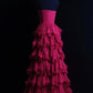 girlhomeshops-Fuchsia Chiffon Ärmelloses bodenlanges gestuftes Rüschen-Abendkleid gh6304