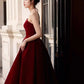 Robe de soirée longue en satin rouge, élégante et charmante, simple et élégante, longueur au sol, gh3725