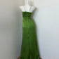 Robe de soirée longue en satin vert simple et tendance gh4832