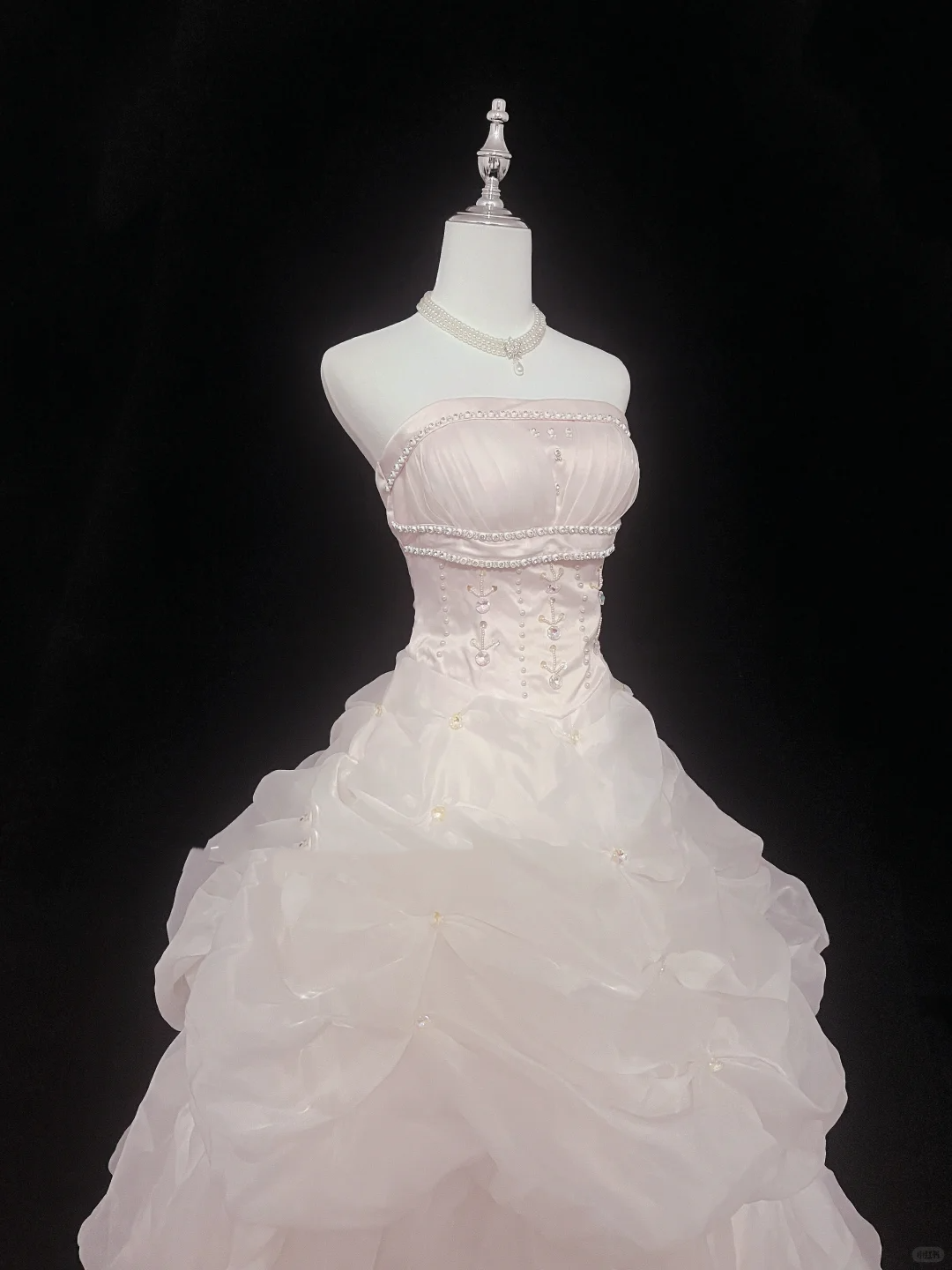 Blush Pink Strapless Cinched Waist Voluminous Princess Skirt Romantic Dress, Wedding Gown gh8051