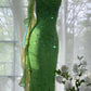 Green Beautiful Charming Fashion Elegant Sparkling Exquisite Sequin Beaded Long Chiffon Ball Gown Evening Gown Birthday Party Gown Prom Gown Graduation Gown gh3946