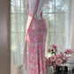 Rosa florales Vintage Perlen Spitzen langes Ballkleid Abendkleid Partykleid gh4819