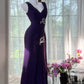 Robe de soirée longue en mousseline de soie violette avec strass, robe de soirée, robe de bal, gh4677