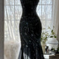 Black Shiny Luxury Gorgeous Exquisite Beaded Long Mermaid Mermaid Dress Chiffon Fairy Ball Dress Evening Dress Wedding Guest Party Dress Prom Dress Date Dress Graduation Dress gh3992