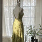 Robe de soirée élégante et romantique verte, à fleurs délicates, avec des appliques et des perles, à bretelles spaghetti, mi-longue/courte, en mousseline de soie, à volants, gh4060