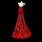 Red Spaghetti Straps Waist-Cinched Fitted Mermaid Evening Dress, Fairy Gown, Romantic Gown gh7364