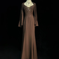 ✨Girlhomeshops-Coffee Spaghetti Strap Butterfly Beaded Chiffon Mermaid Evening Gown gh10279