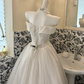 Ivory Off-the-Shoulder Waist-Cinched Voluminous Princess Full Skirt Long Romantic Dress, Wedding Gown gh7689