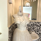 Ivory Stylish Off-the-Shoulder Waist-Cinched Full Flared Skirt Romantic Dress, Wedding Gown gh7616