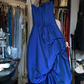 Spaghetti Strap Royal Blue Satin Prom Dress Draped Tiered Ruffle Formal Evening Gown gh9811