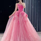 Robe de soirée longue en velours et tulle à fleurs roses, robe de bal, gh4885