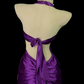 Violet Satin Mermaid Evening Gown, Halter Deep‑V Neck Backless, Front Vertical Ruched Waist, Fitted Silhouette, Draped Satin Floor‑Length Mermaid Skirt, Retro Elegant Prom Photoshoot Party Dress gh8868