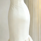 One Shoulder Ivory Satin Evening Gown Handmade 3D Floral Ruffled Midi Mermaid Formal Dress gh9464