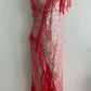 Pink Gorgeous Shiny Long Elegant Ruffle Sequin Ball Gown Evening Dress Party Dress gh3258