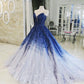 Blaues, glänzendes, elegantes V-Ausschnitt-Applikations-Farbverlaufs-Langballkleid, Ballkleid, Abendkleid, Zeremoniekleid für Erwachsene, gh3104