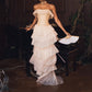 White Vintage Fashion A-line Off-shoulder Long Chiffon tulle Tiered Ruffle Ball Gown Evening Dress Party Dress Prom Dress gh3658