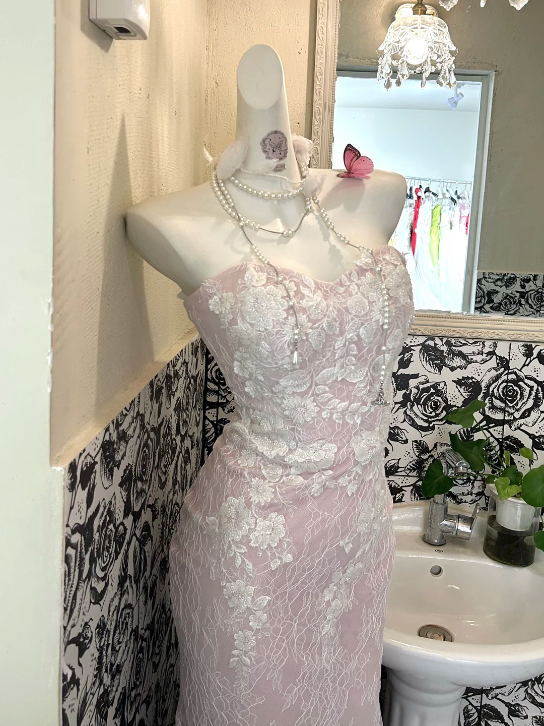 Light Pink Strapless Fitted Waist Slim Mermaid Sexy Romantic Dress, Wedding Gown gh7674