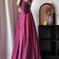 Magenta‑Purple Ombre Vintage Strapless Prom Gown, All‑Over Hand‑Beaded Rhinestone Bodice, Triangular Beaded Waist Inset, Ruched Taffeta A‑Line Floor‑Length Skirt, Iridescent Shimmer Fabric, Evening Gala Dress gh8826