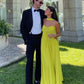 Gelbes, elegantes, langes Chiffon-Ballkleid, Abendkleid für Hochzeitsgäste, Partykleid gh3430
