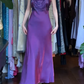 Purple Vintage Mermaid Prom Dress Spaghetti Straps Square Neck Sequin Ruffle Satin Long Evening Gown gh9601