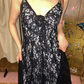 Black Sexy Lace Spaghetti Strap Fitted Waist Slim Prom & Evening Party Dress gh8425