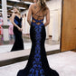 Schwarzes glänzendes modisches V-Ausschnitt, exquisite Perlen-Spaghettiträger, langes Pailletten-Ballkleid, Abendkleid, Partykleid gh2714